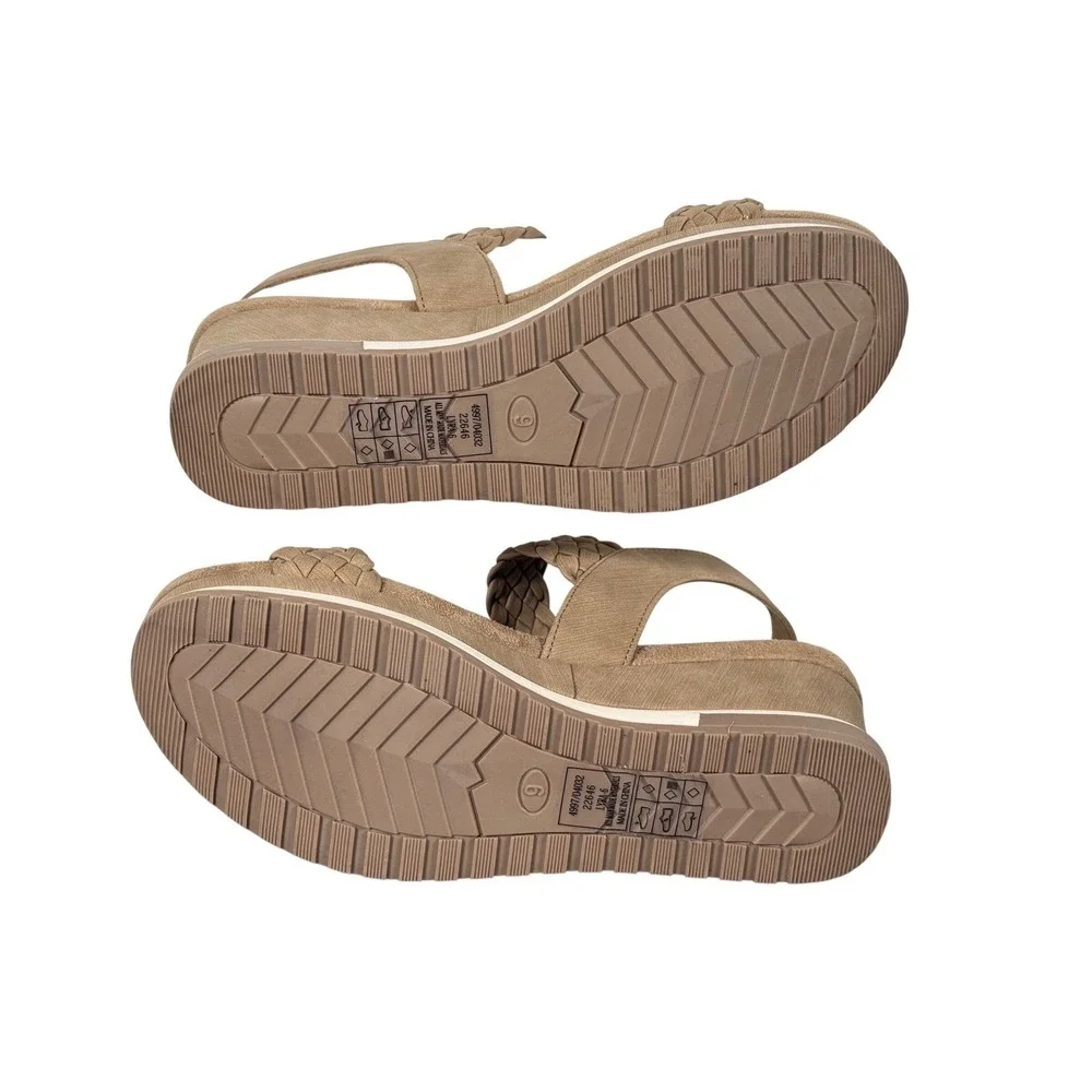 Pierre Dumas Lyra-6 Womens Taupe Braided Strap Wedge Platform Sandals Size 9 M